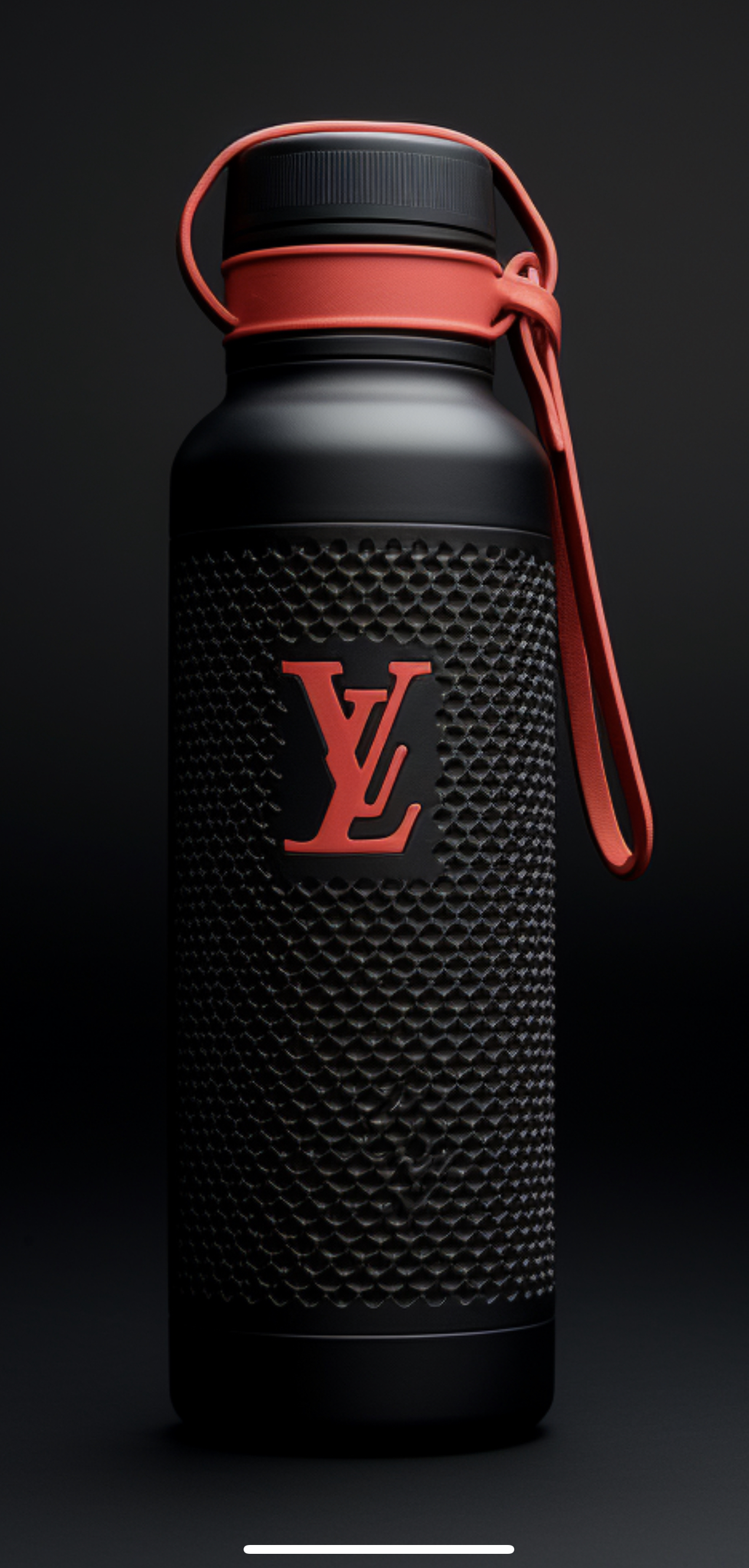 Black and red bottle close crop